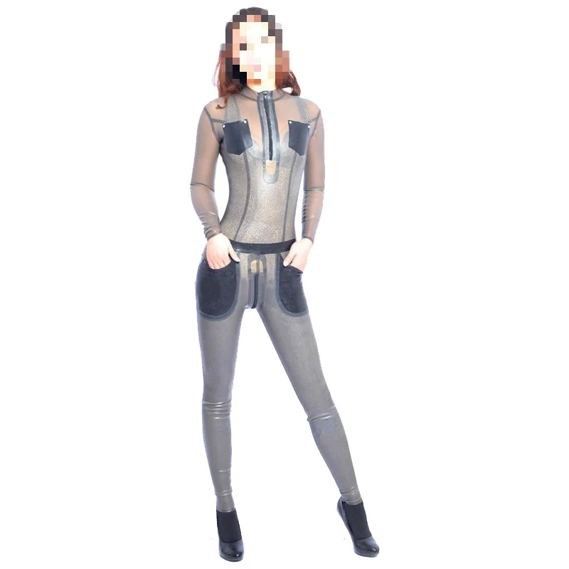 

100%Latex Rubber suits Catsuit Smokey gray one-piece cosplay party racing suit xs-xxl 0.45mm