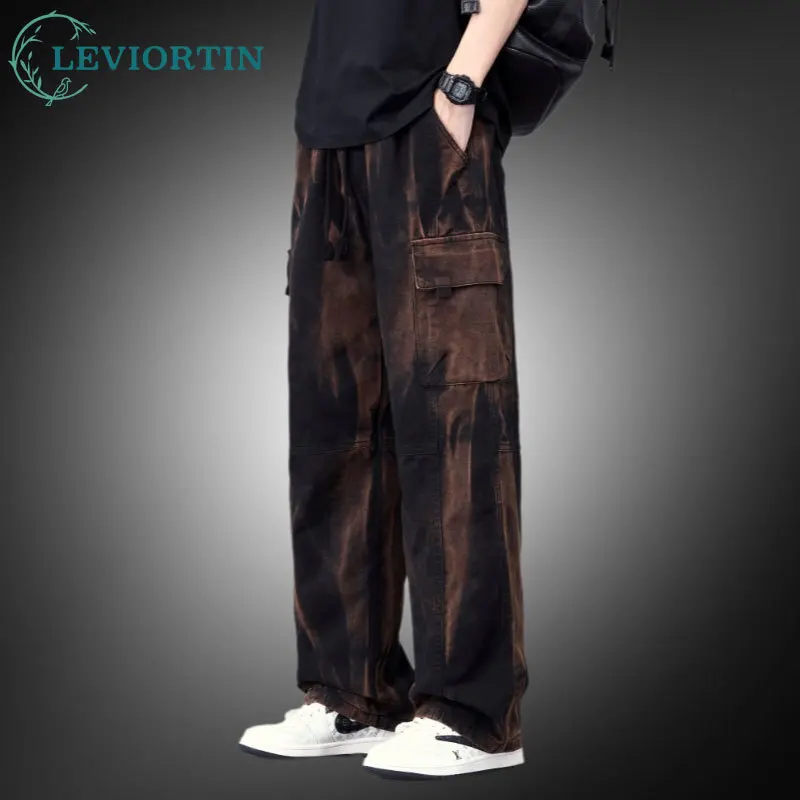 

Casual Cargo Drawstring Pants Men 8XL 7XL 6XL Relaxed Fit Loose Straight Leg Comfortable Work Trousers with Multiple Pockets