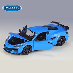 WELLY 1:24 2023 Chevrolet Corvette Z06 Alloy Sports Car Model Diecasts Racing Car Vehicles Model Simulation Childrens Toys Gifts