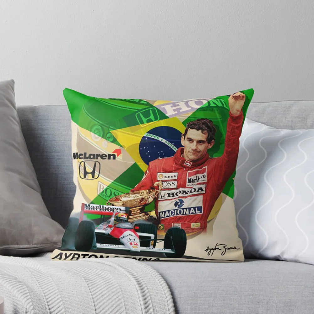 Ayrton Senna The Legend formula 1 F1 driver Polyester Cushion Cover Gift Throw Pillow Case Cover for Home Double-sided Printed