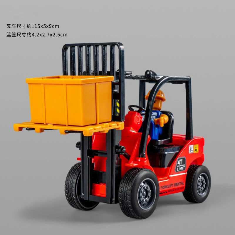 ミニ合金フォークリフト摩擦玩具モデルリアルな建設車両インタラクティブ子供用玩具プルバックスキッドリフトフォークリフト