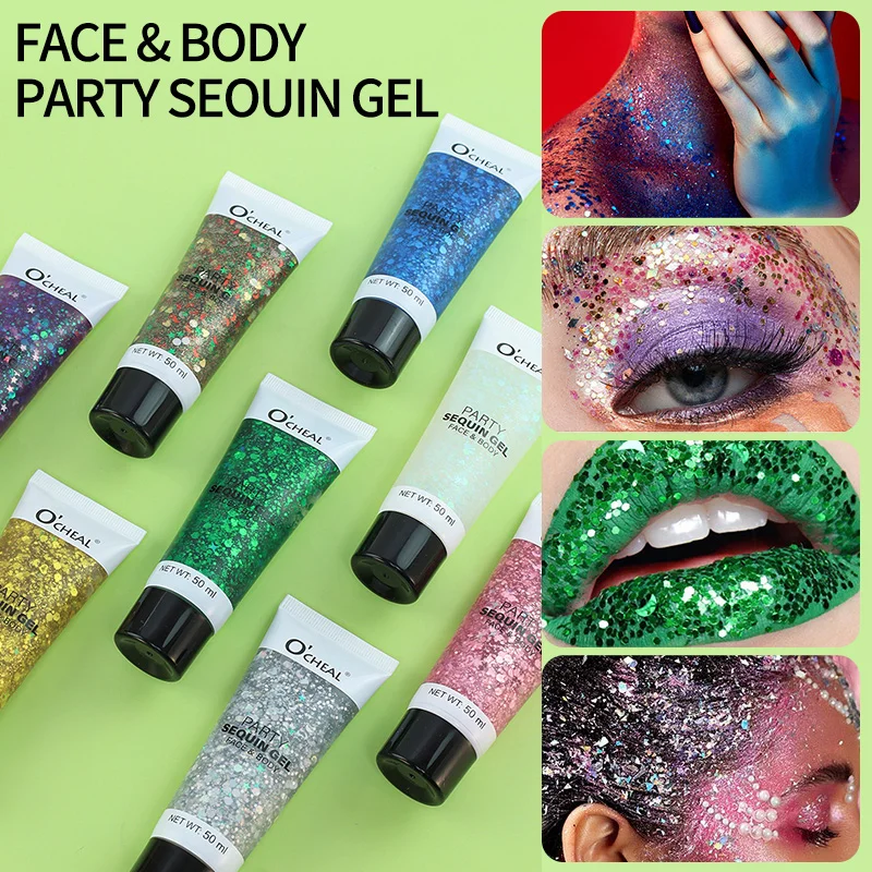 

Glitter Gel Flash Liquid Eyeshadow Festival Stage Makeup Multifunctional Face Lip Hair Decoration Cosmetics Parties Sequin Body