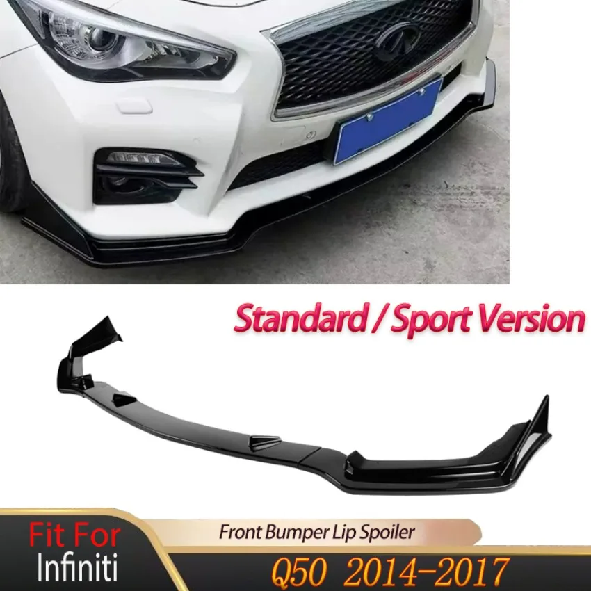 

Автомобильный передний бампер, спойлер для Infiniti Q50, стандартная/спортивная версия 2014, 2015, 2016, 2017, разделитель подбородка, диффузор, лезвие, комплекты кузова