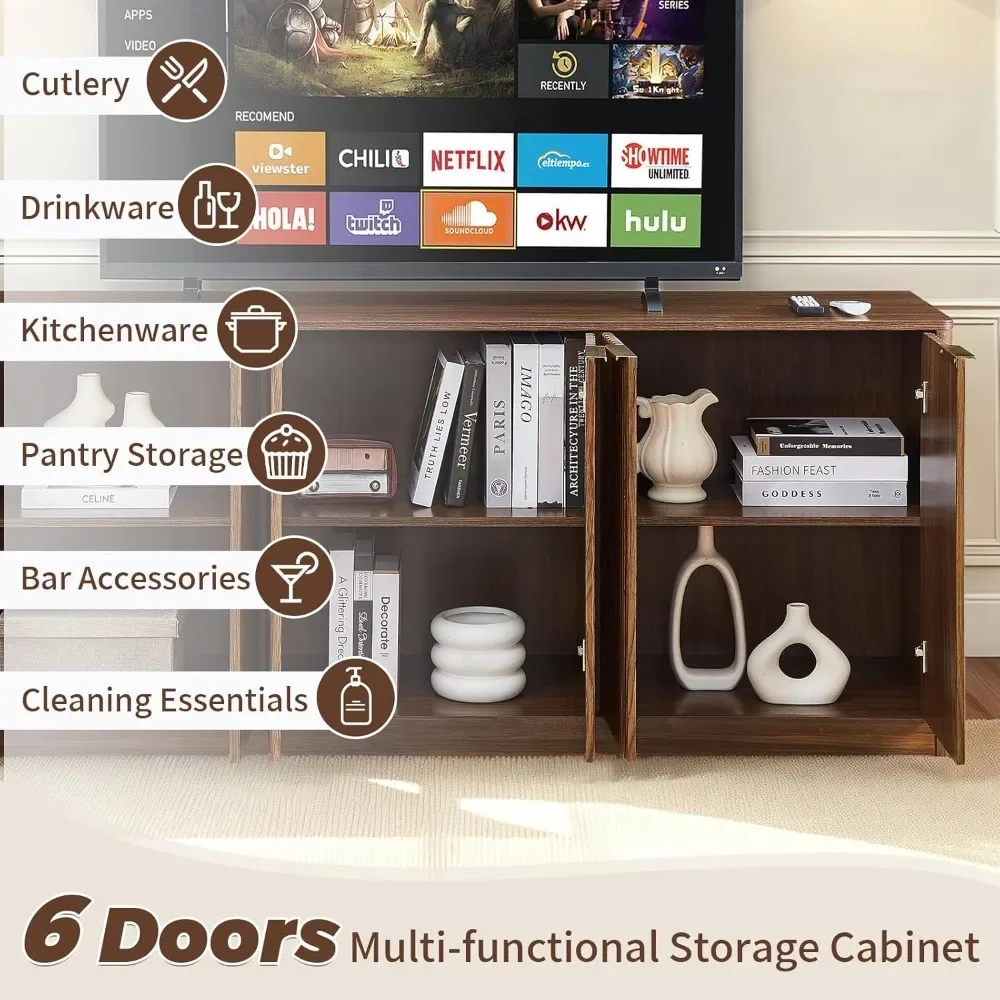 

67 Buffet Cabinets with Storage Side Panels, 6 Modern Flute Style Side Panels, and Large Storage Cabinets