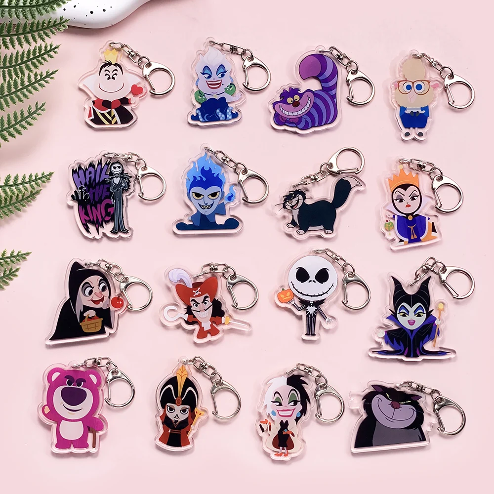 1/16 Piezas Disney Lucifer Cat Hook Villanos Malvados Llavero de Acrílico Colgante para Mochila Abalorios para Bolsos Accesorios Decorativos Regalos Festivos