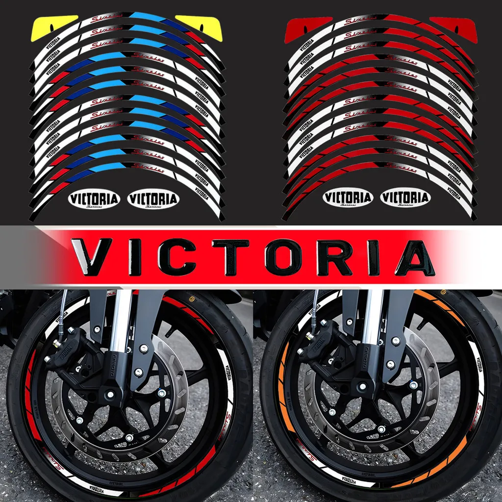 12'' Reflective Motorcycle Wheel Sticker Waterproof Rim Hub Stripe Tape Decal for Victoria Sixties 150Si 150i 250Si