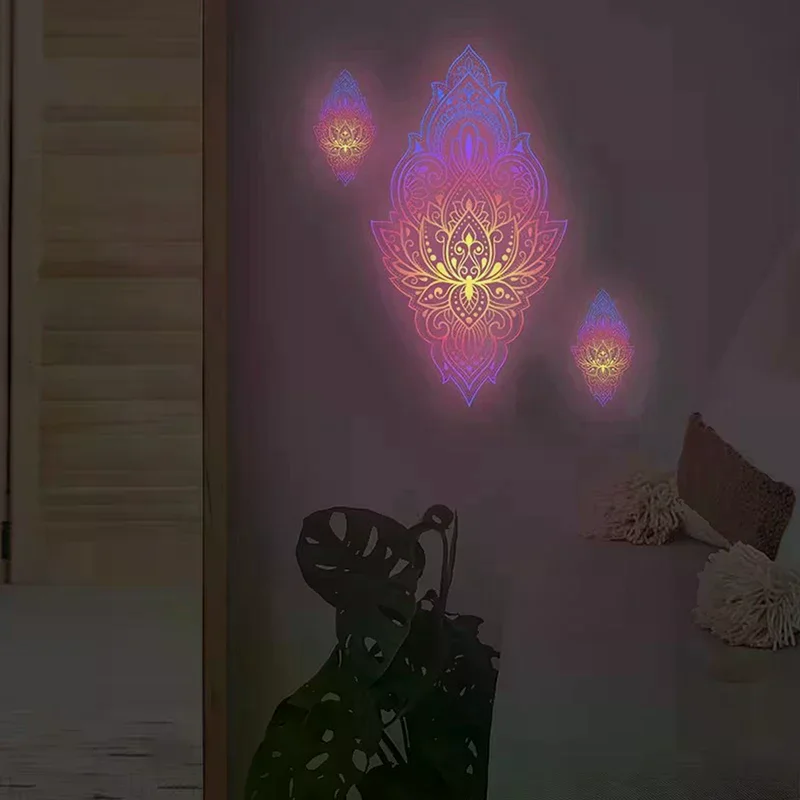 Glow-in-the-Dark Self-Adhesive Butterfly Mandala Wall Stickers For Living Room, Bedroom Removable PVC Decals Home Decor