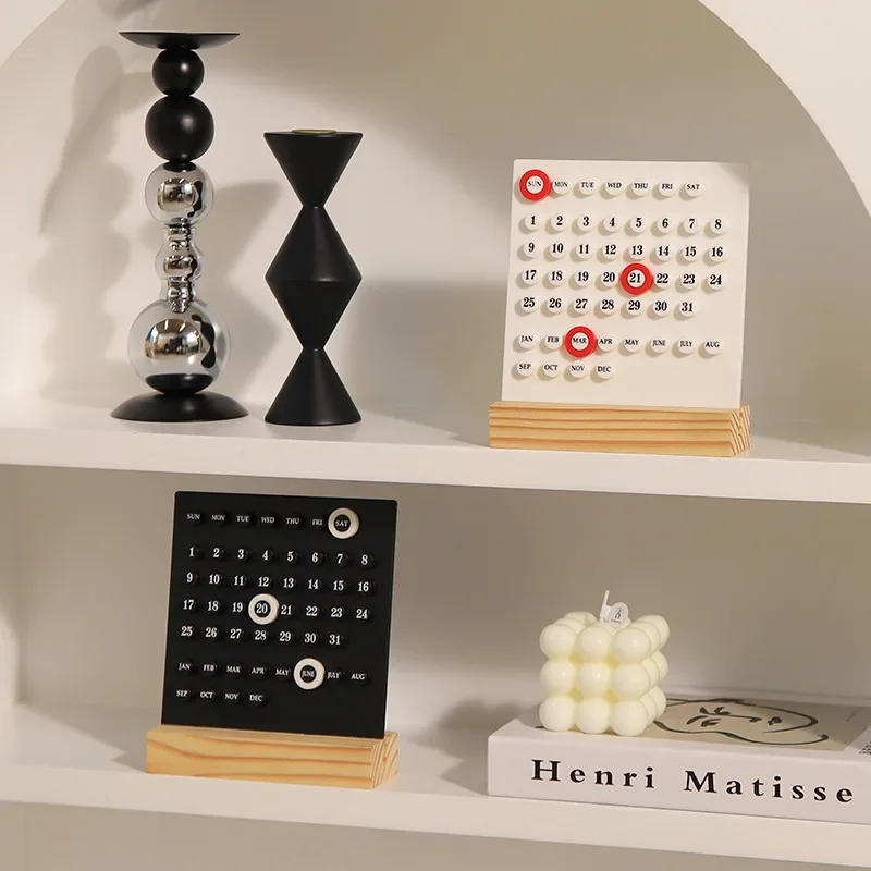 

1pc Wood Perpetual Calendar Montessori Calendar Cute Desk Adjustable Week Month Date Display Home Office Desk