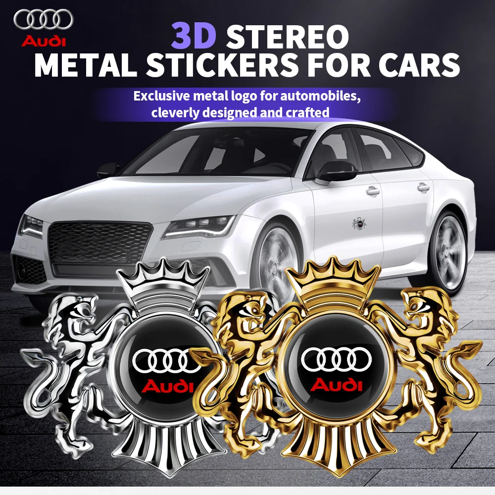 Car Styling Lion Badge Body Trunk decorazione Sticker emblema in metallo accessori per Audi S A3 A4 B8 8P 8V A6 C7 A5 Q5 B7 B6 B9 Q7