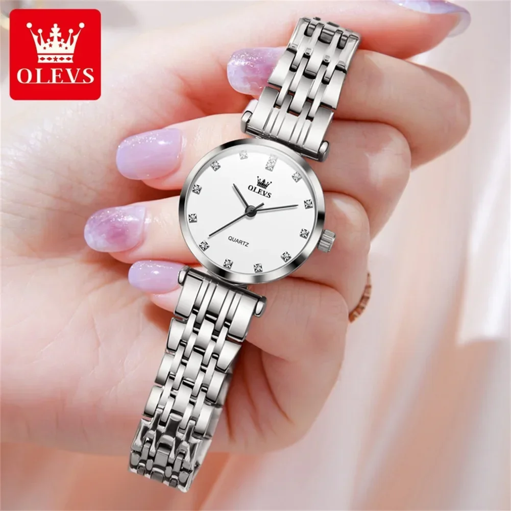 OLEVS Quartz Watches for Women Luxury Golden Stainless Steel Women\'s Watches Waterproof Elegant Ladies Dress Wristwatches Reloj