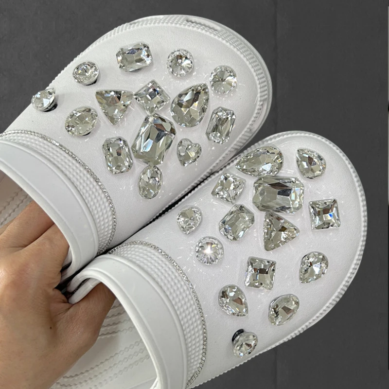 Dijes de diamantes de imitación de cristal DIY para niños, hebilla de decoración desmontable, accesorios de dijes de zapatos, regalo de fiesta para