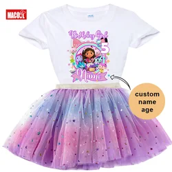 Girls Birthday Party Tutu Dress Set Custom Name Shirt Outfit for 3rd 4th 5th 6th 7th Kids Clothes Girl Birthday Party Outfit Set
