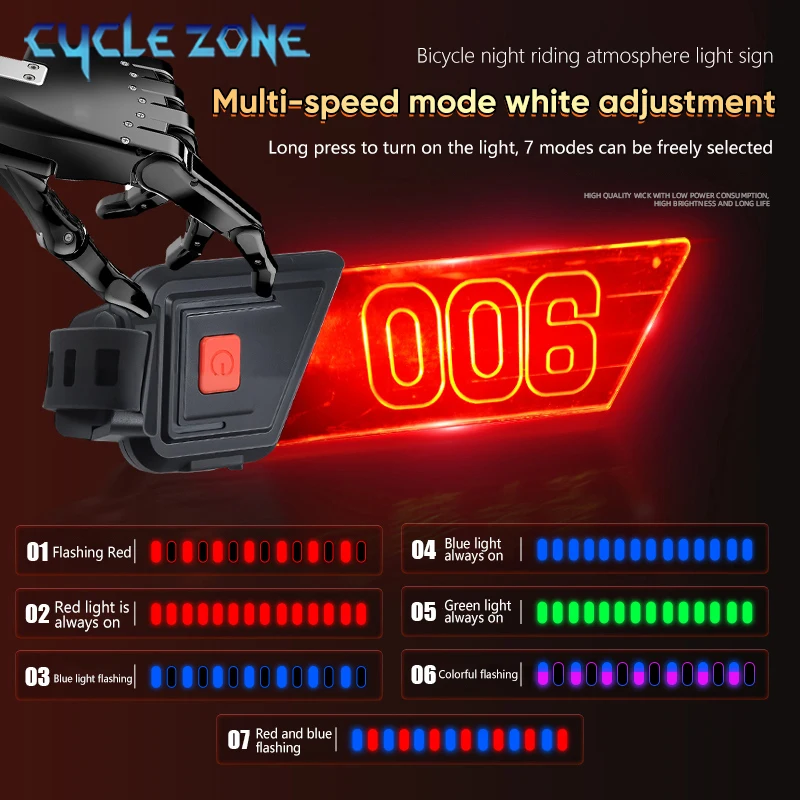 

Bicycle Taillights Rechargeable Cycling Tail Light MTB Road Bike Lamp Night Riding Safety Warning Rear Lamp Cycling Accessories