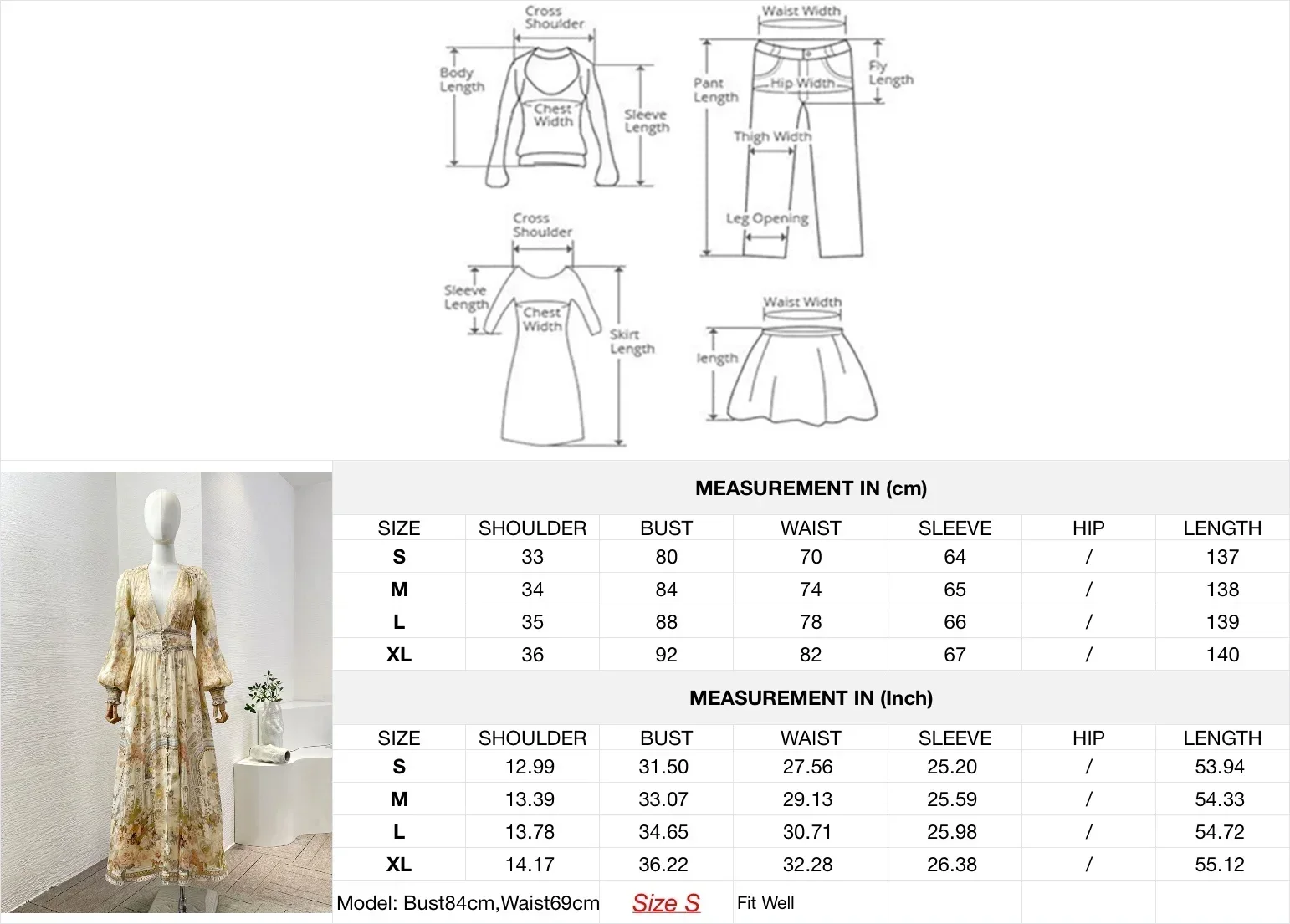 Abito longuette da donna con stampa floreale beige di alta qualità a maniche lunghe in pizzo patchwork con scollo a V profondo e diamanti 2024 Vita elastica sul retro