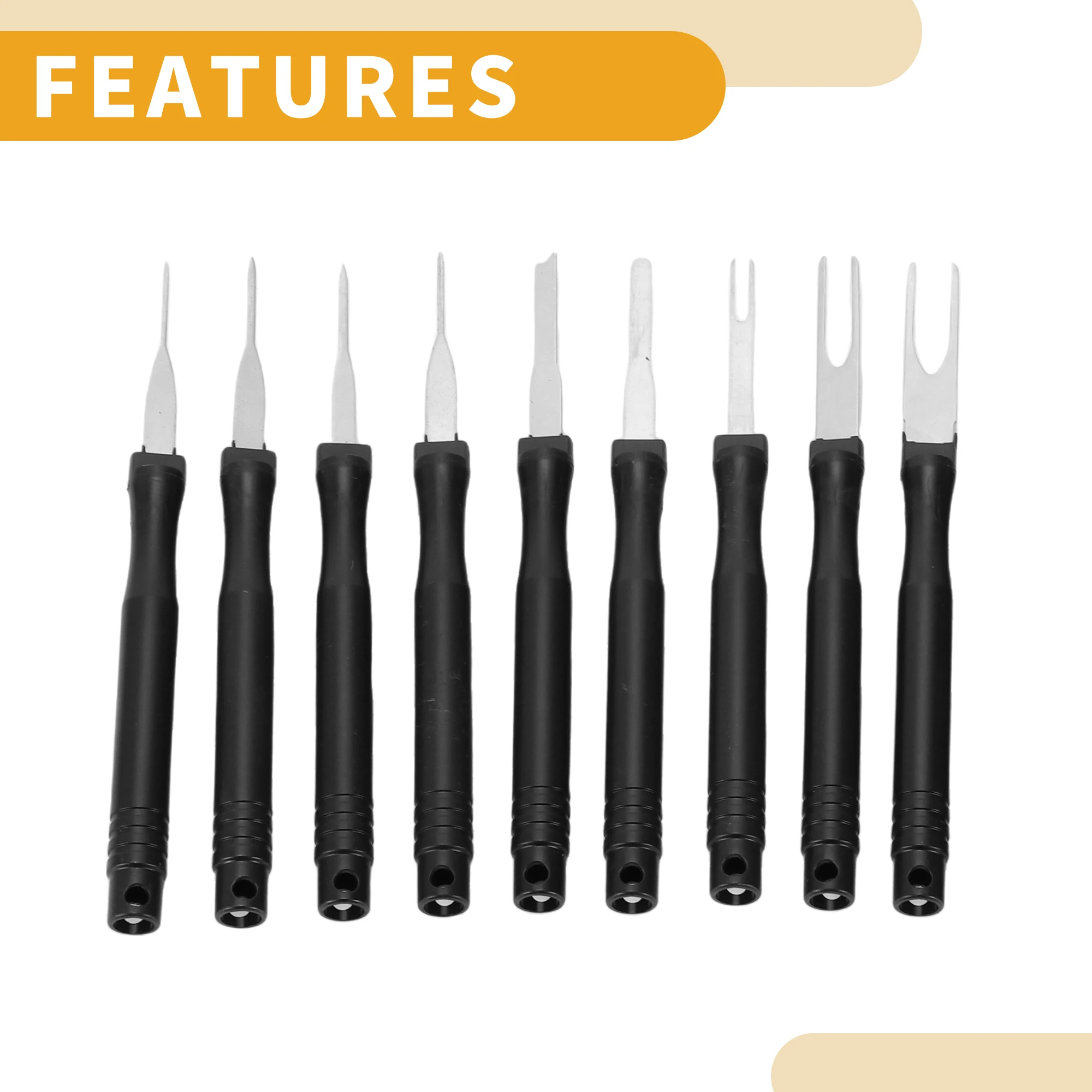 

UXCELL 18 Pcs Long Handle Shape Terminal Removal Tool Assortment Kit Wire Connector Terminal Pin Extractor Kit Black