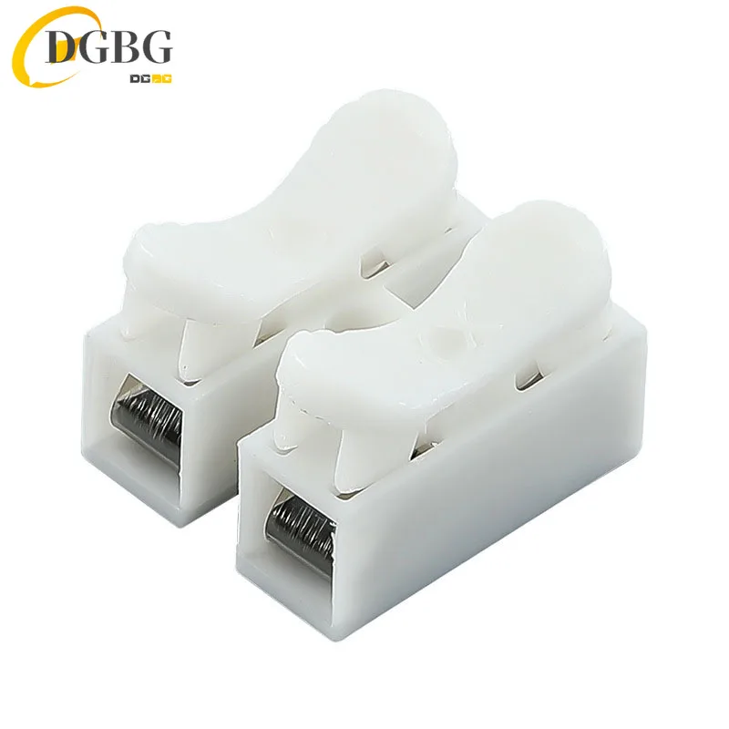 BOX 55 PCS CH-2 Spring Wire Quick Connector 2p Electrical Crimp Terminals Block Splice Cable Clamp Easy Fit Led Strip