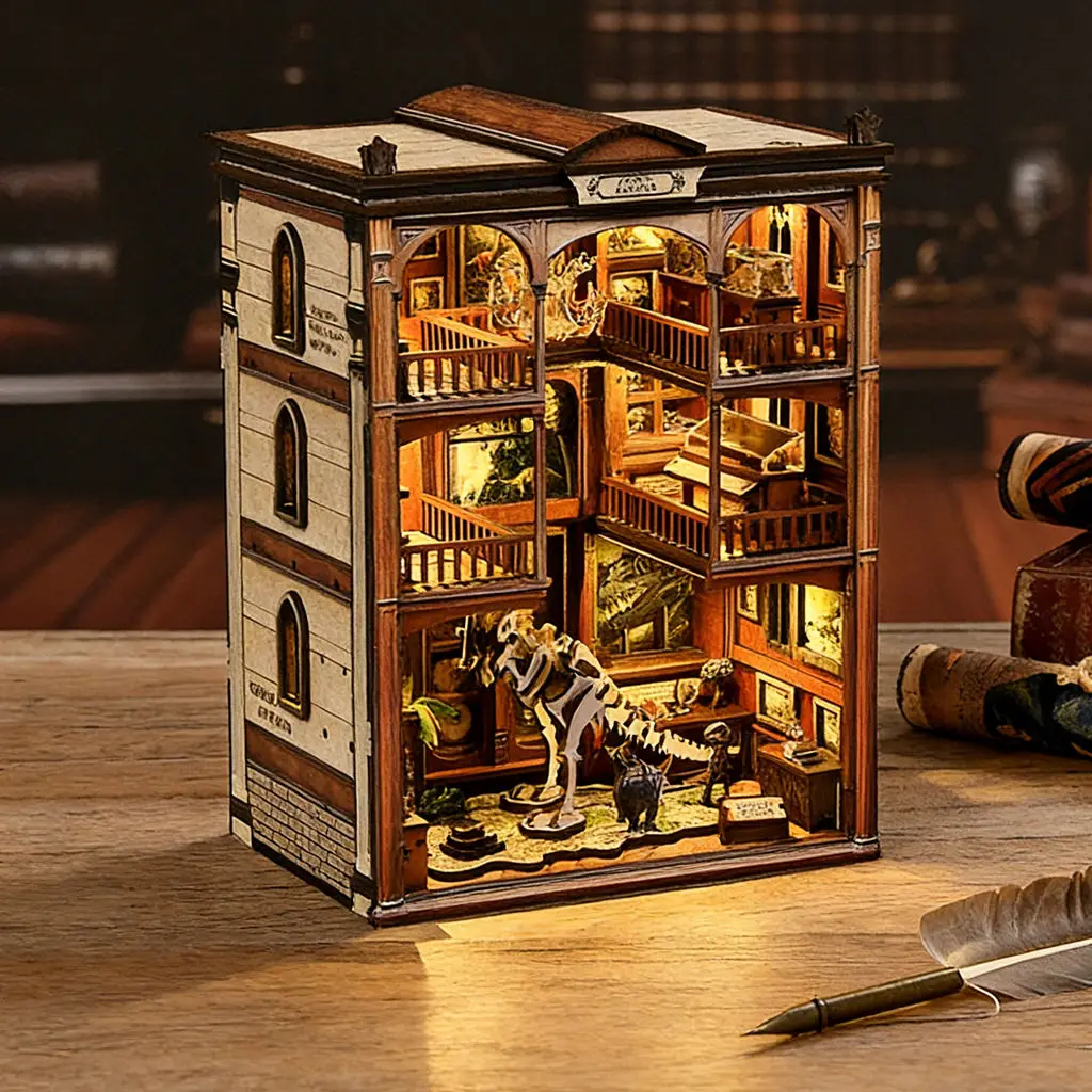 

DIY Fossil Museum 3D Miniature Dollhouse Kit - Wooden Craft Puzzle, Light-Up Mini Scene Decor & Decorative Toy