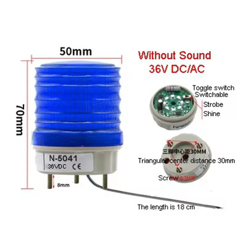1Pcs Warning Lights N-5041J With Sound Small LED Flash/Constant Adjustable Alarm Lamp Bolt Installation Red Yellow Green Blue