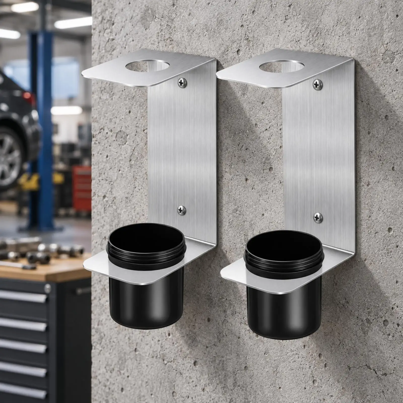 Garage Organizer Funnel Storage Rack Aluminum Construction with Drip Collector for Automotive Fluid Changes