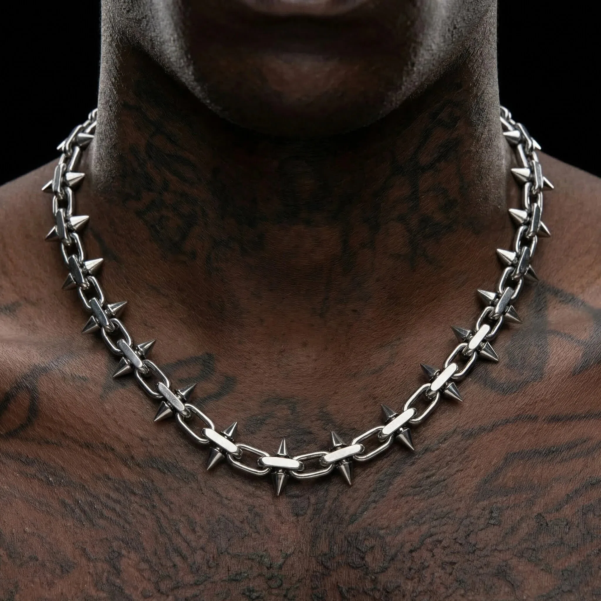 ZZ Titanium Steel Spike Necklaces Hip-hop Gothic Punk Style Barbed Chain Collar Choker for Men Women Jewelry Accessory