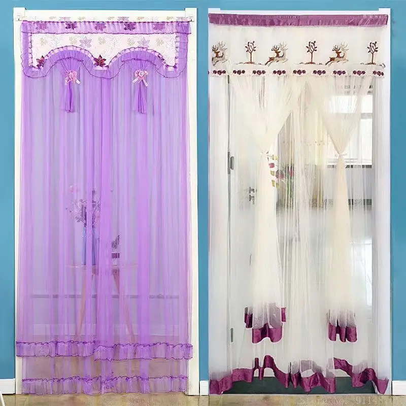 

Home summer anti-mosquito curtain free punch lace partition curtain anti-fly and insect-proof kitchen bedroom decor door curtain