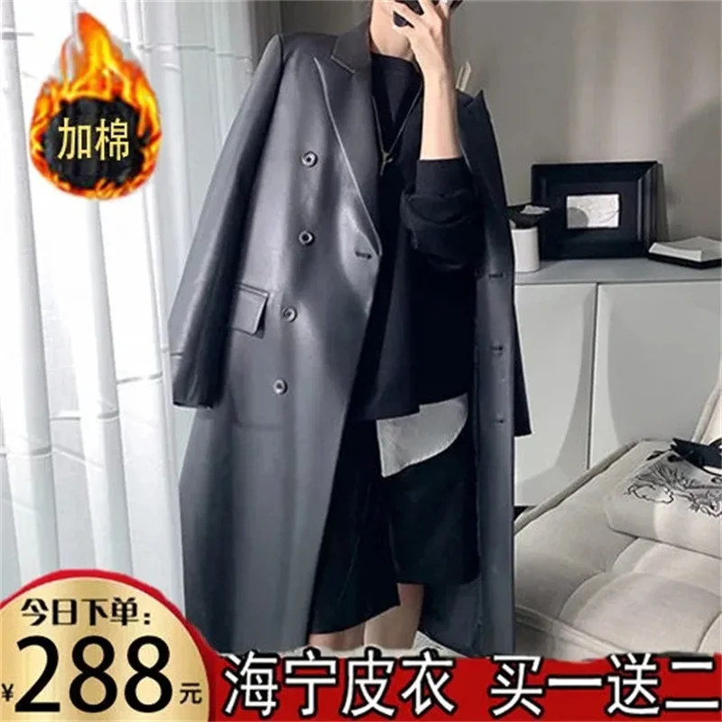 New 2025 Haining Fur Thickened Coat Women Splicing Large size 5XL Fashion Slim