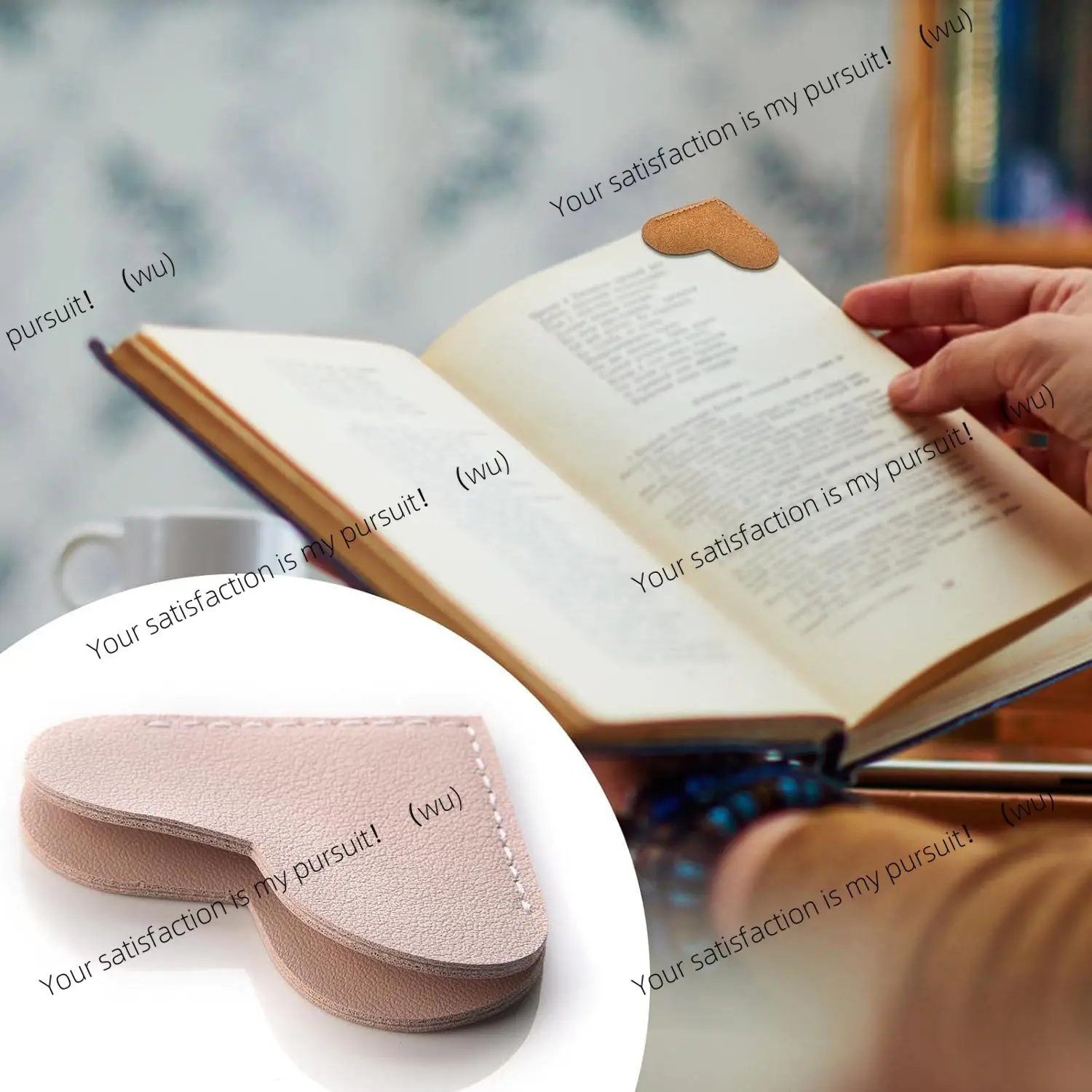 Leather love bookmark, mini portable gift heart bookmark book page folder book corner protective cover