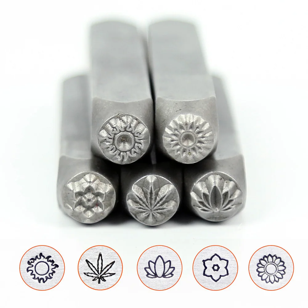 Sun/Lotus/ Christmas Tree/Mandala Flower/Leaf Design Metal Jewelry Stamps,inflorescence DIY Bracelet jewelry stamp,6mm