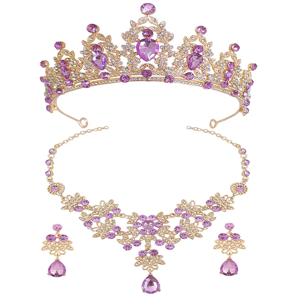 

1Set Bridal Crown Necklace Earrings Set Exquisite Wedding Jewelry Bride Accessories Elegant Bridal Tiara for Weddings Birthdays