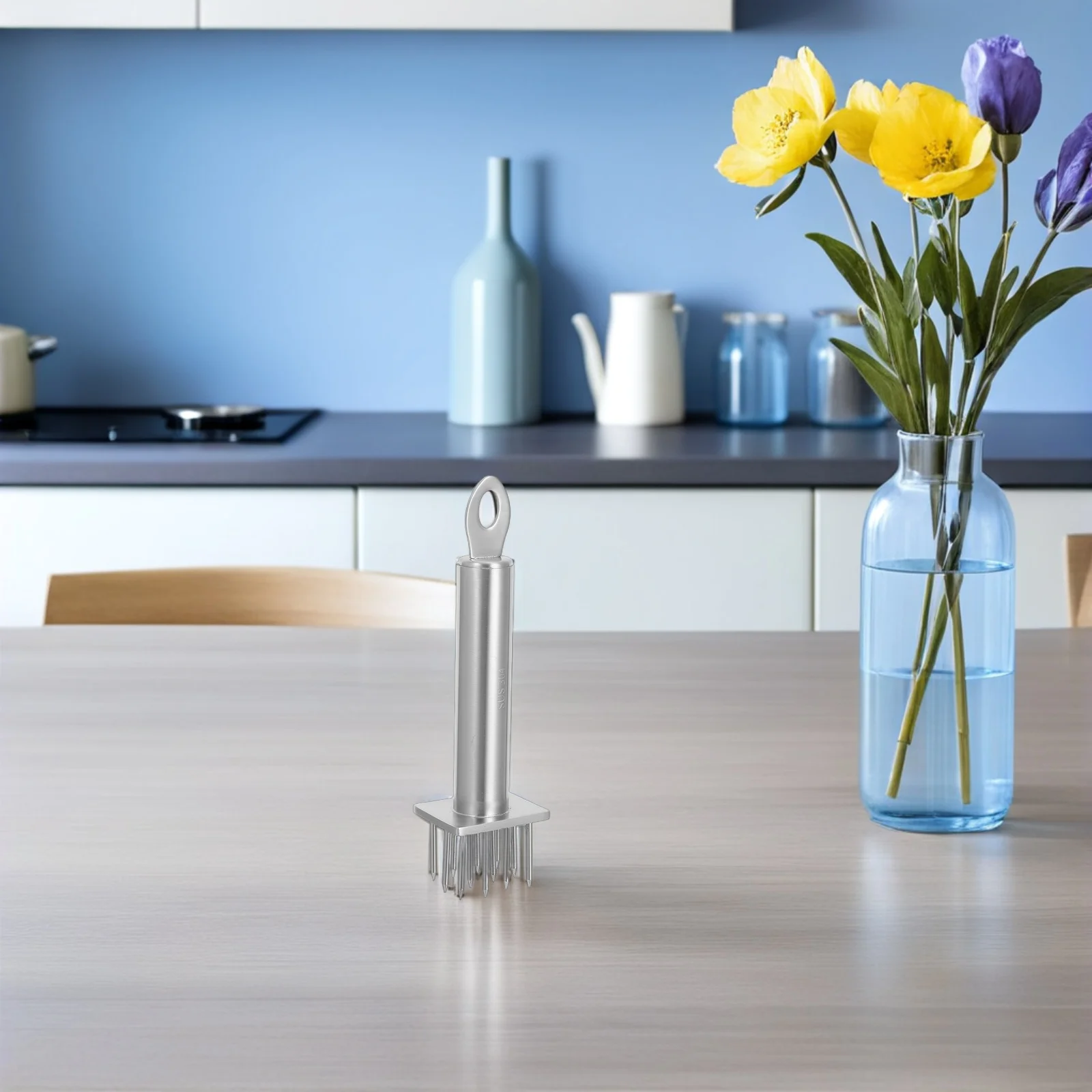 

12-Needle Stainless Steel Tenderizer Tool For Beef Steak Ergonomic Handle Manual Mallet Hammer For Marinade Absorption Loosening