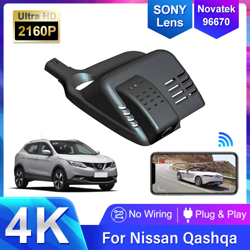 4K 2160P Plug And Play Car Wifi DVR Dual Lens Dashcam Video Recorder For Nissan Qashqai SUV J10 J12 J11 2016 2017 2018 2019 2020