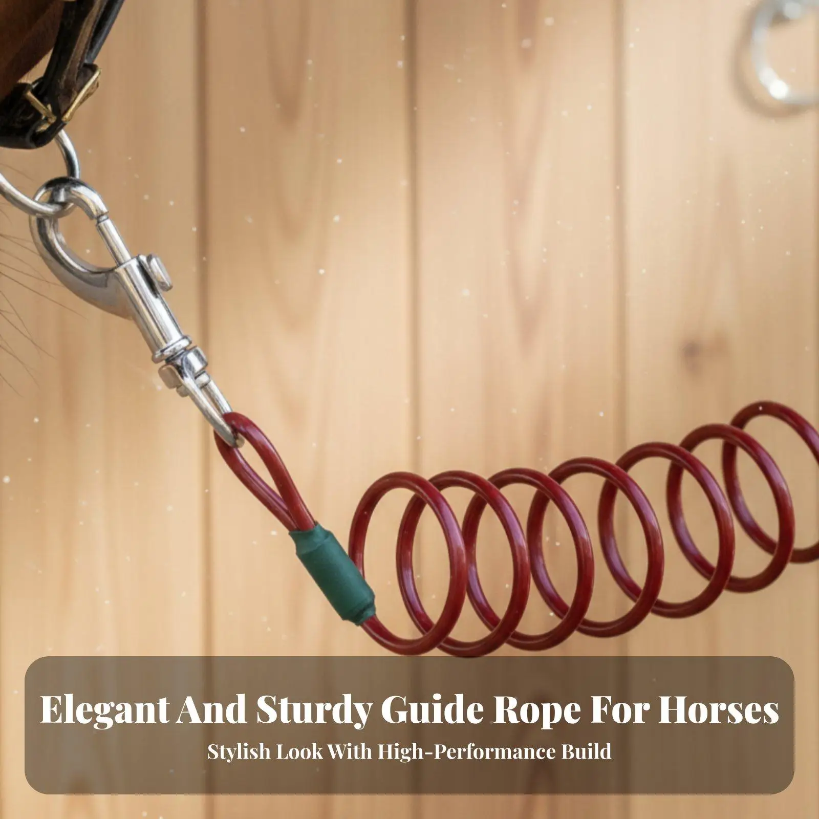 Shock Absorbing Horse Lead Rope with Fast Release Clip for Adjustable Stable Grooming Trailer Use Lightweight Coiled Tether