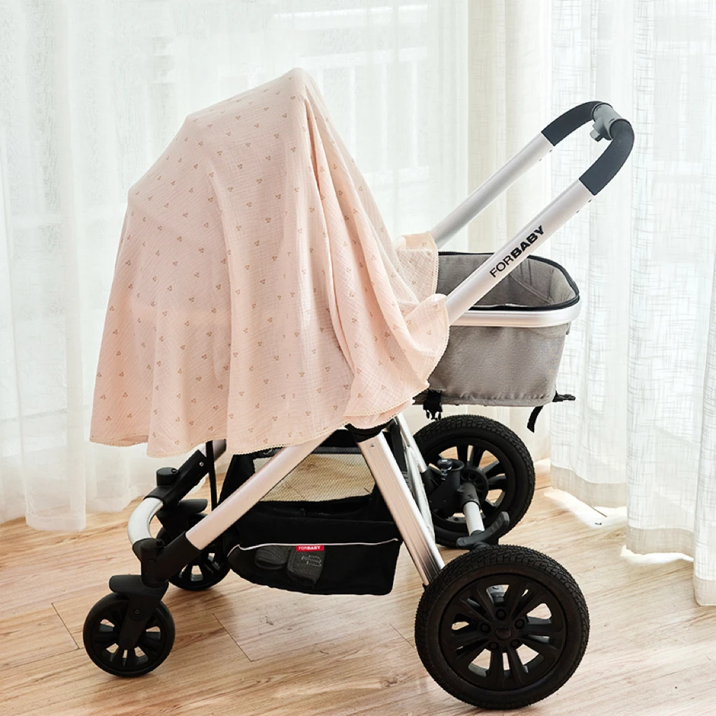 

Зонт от солнца для коляски из чистого хлопка, двухслойная защита от солнца, дышащая защита от насекомых, приятная для кожи для детской коляски