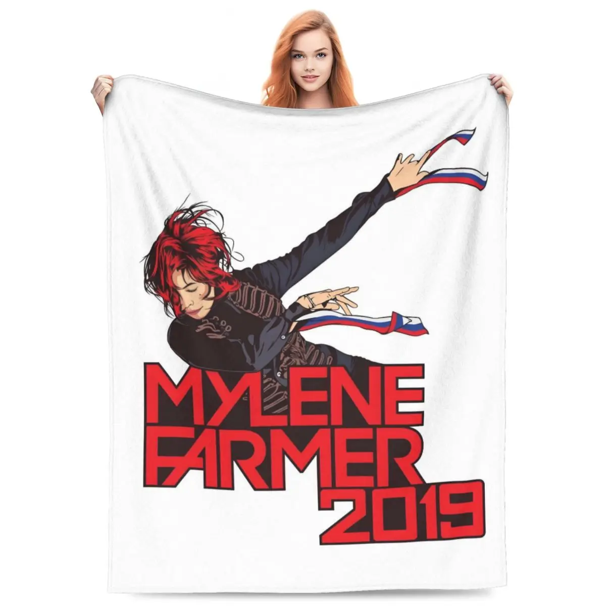 Custom Mylene Farmer Blankets Warm Flannel French Singer Throw Blanket for Home Sofa Office Travel