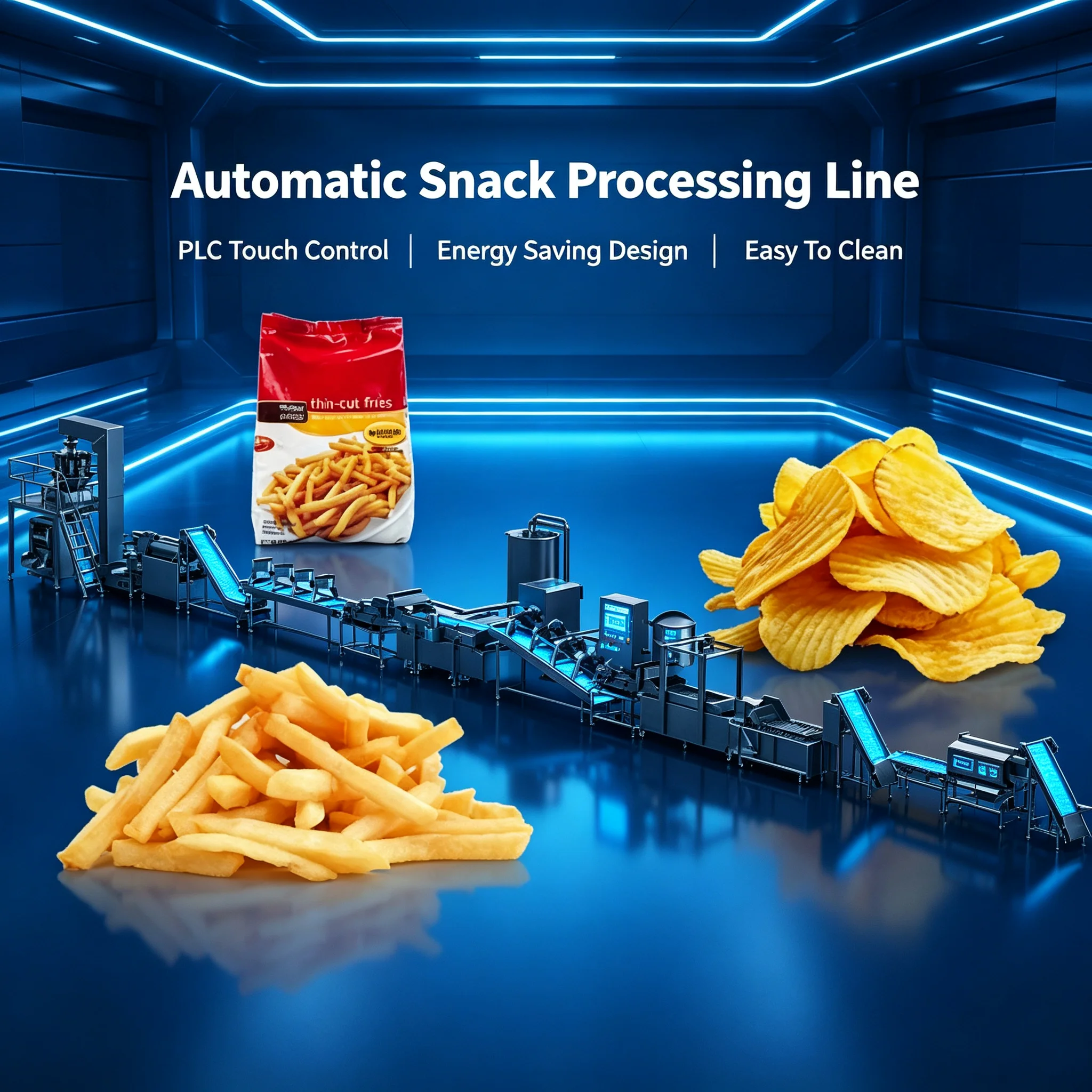 SUS304 Food Grade Fabrication Unit, Compact French Fries & Potato Chips Making Device For Small‑batch Output Customized