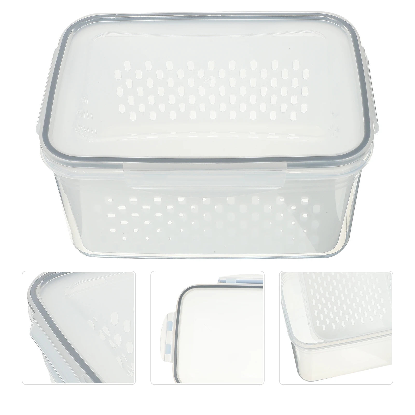 

1 Set Pcs Drain Basket Transparent Refrigerator Organizer Bilayer Storage Bins Food Grade Airtight Container Large Capacity