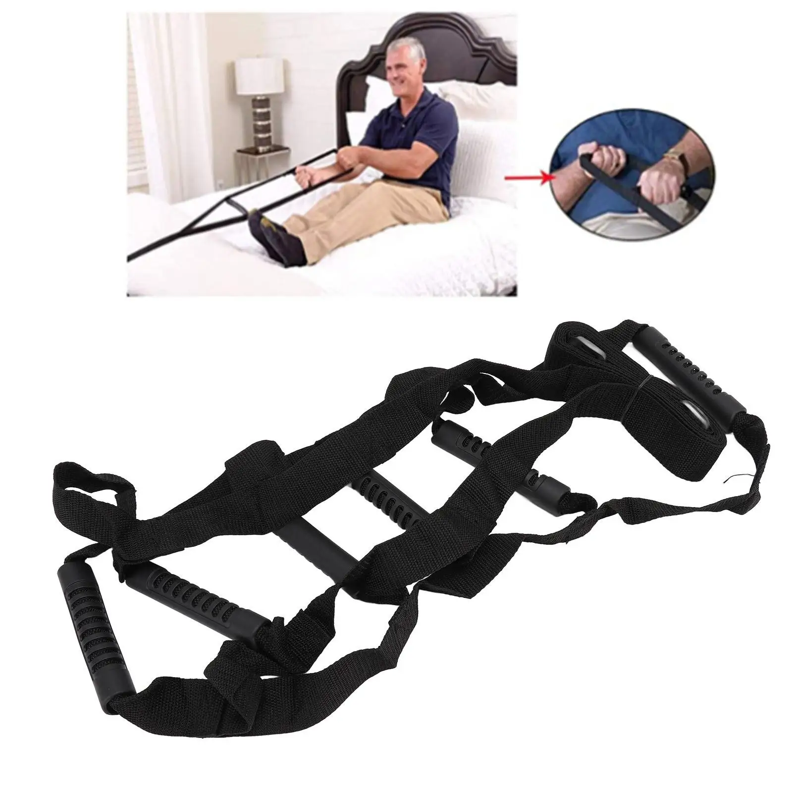 Flexibele ladderhulpband met 6-handgrepen - Antislip nylon pull-up-helper voor ziekenhuizen en thuisgebruik