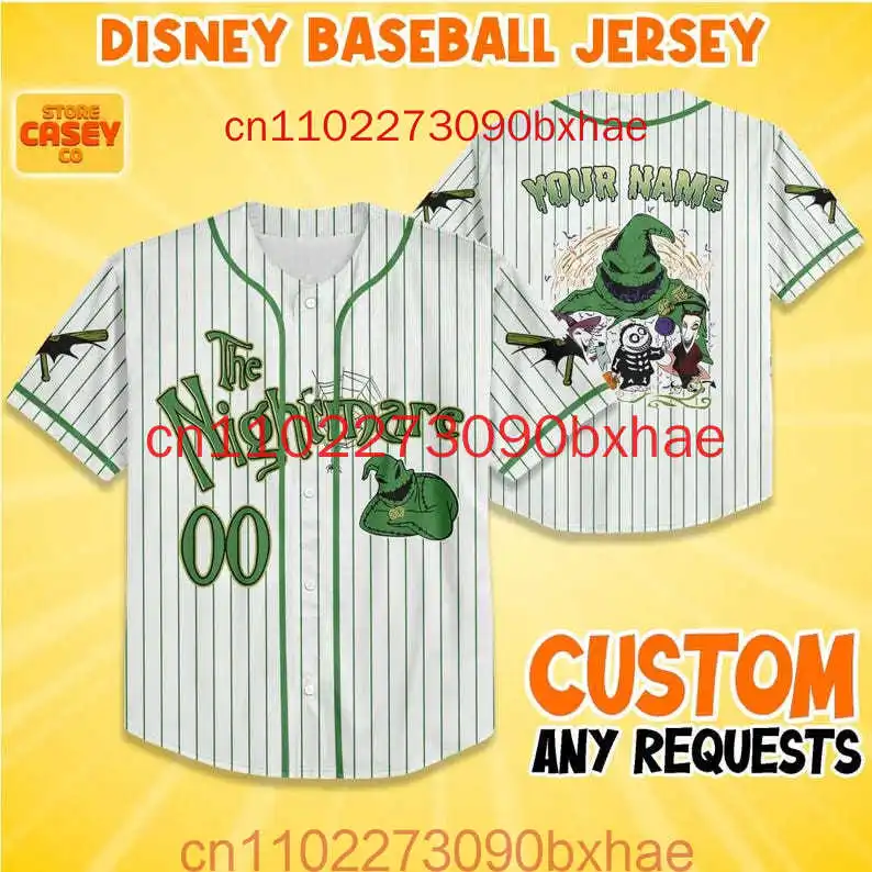 คัสตอม อู๊กี้ บู๊กี้เสื้อเบสบอล 3D พิมพ์ดิสนีย์ ฝันร้ายก่อนวันคริสต์มาสเสื้อเบสบอลเด็กและผู้ใหญ่กีฬา