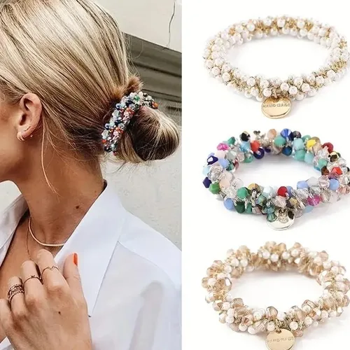 풀 비드 머리띠, 크리스탈 머리띠, 탄성 머리띠, 비드 머리띠, 포니테일 안정기, 여성용 헤어 액세서리 