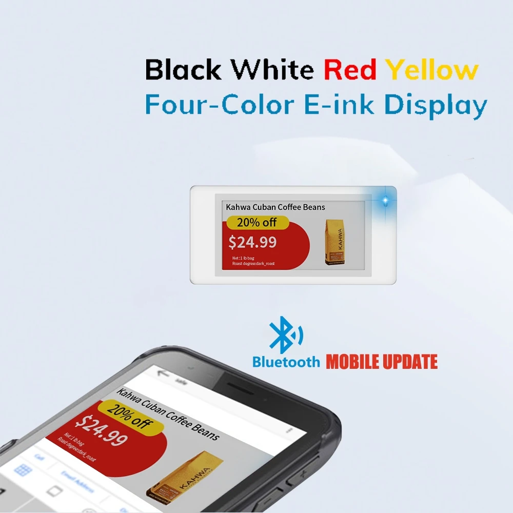 

B/W/R/Y Mobile App Update 2.13 inches Digital Tag BLE ESL Digital E ink Price Tag ESL Electronic Shelf Label Electronic Tag