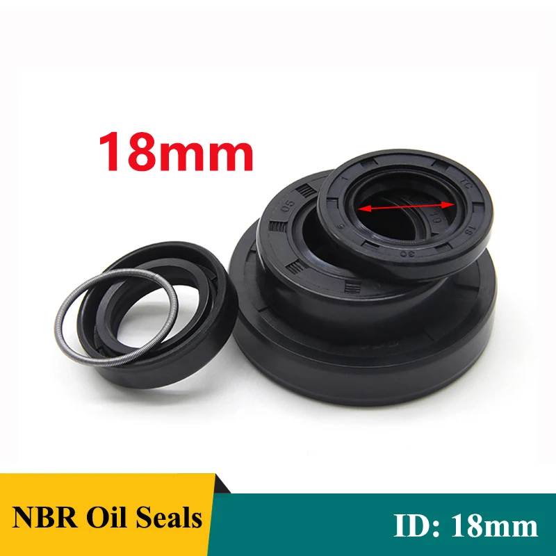 2/5pcs Black NBR Oil Seals ID18mm TC-18*24/25/26/28/30/32/35/40/42/45/47*5/6/7/8/10mm Nitrile Rubber Shaft Double Lip Oil Gasket