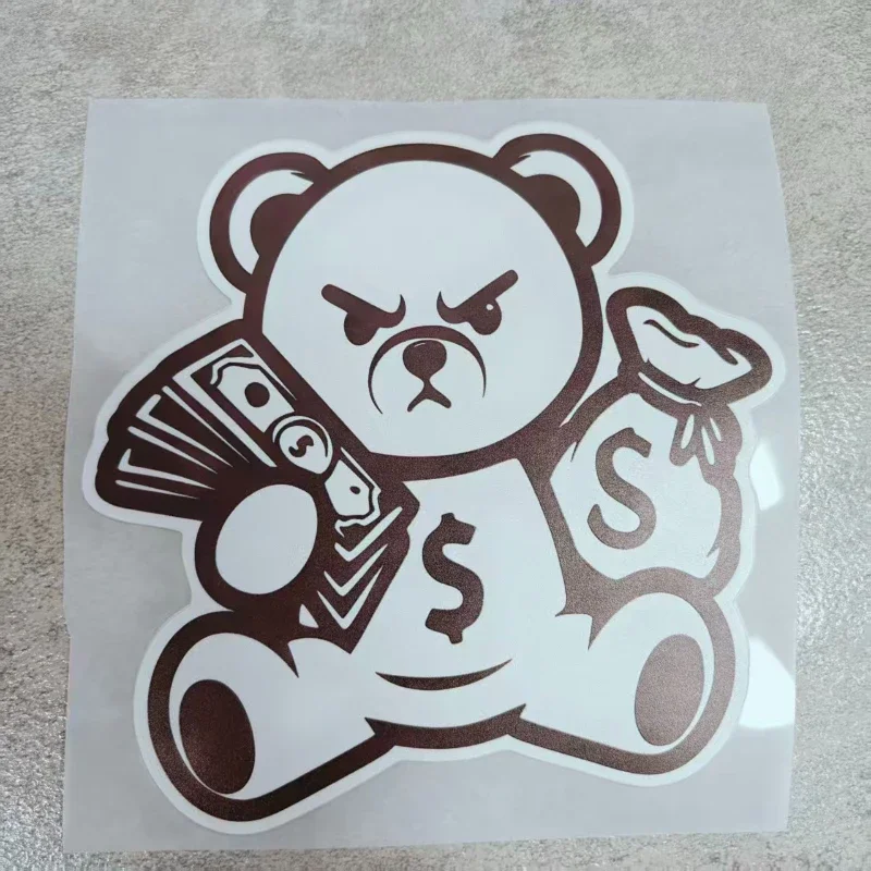1 Buah Stiker Beruang Holografik Trendi-Buat Dekorasi Bergaya Bertema Dolar yang Keren untuk Mobil, Laptop, Ponsel, Botol Air, Skateboard, Koper