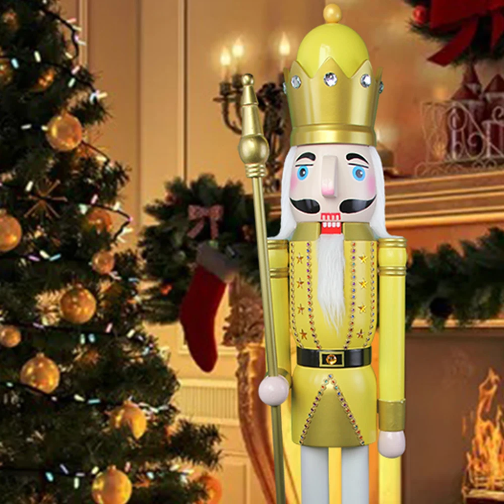 

CDL Wooden Nutcracker 4 feet 1.2m High Yellow and White King Wooden Nutcracker Figurine Home Decor Bithday Party K26