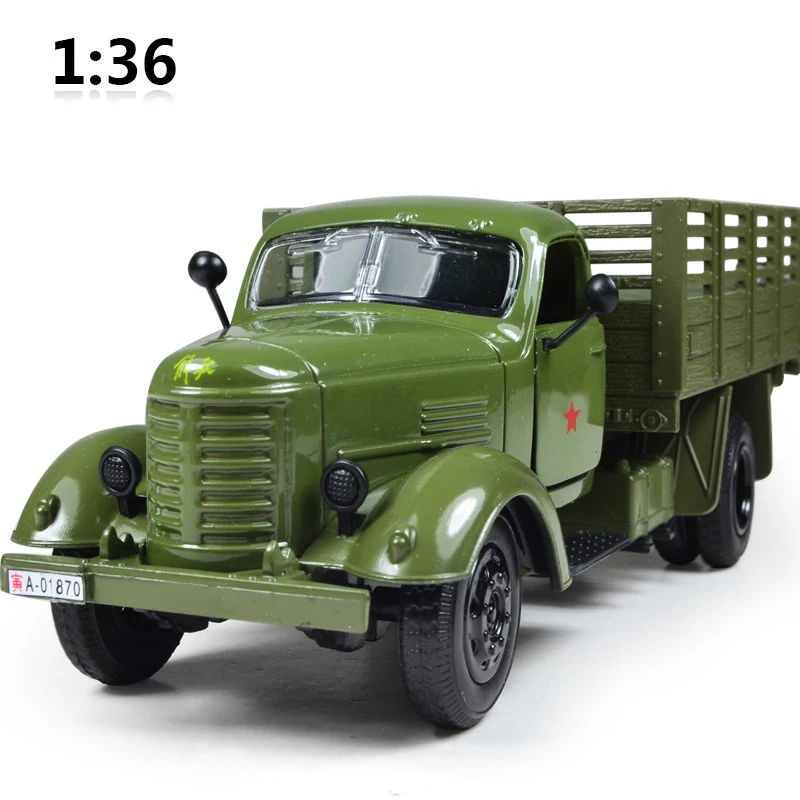 Fun Simulation 1:36 Military Car Model Cargo Car Toys Transport Car With Sound Light Pull Back Toy Car Boy Birthday Holiday Gift