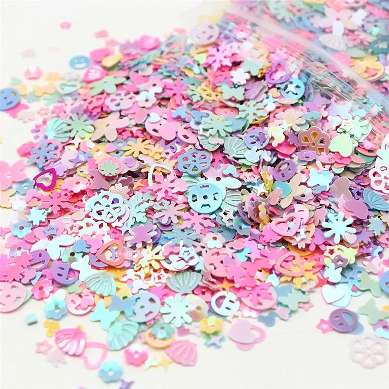 100-200g paillettes multicolore di colore misto 3-10mm pentagramma a forma di cuore paillettes multi-forma paillettes curve accessori artigianali