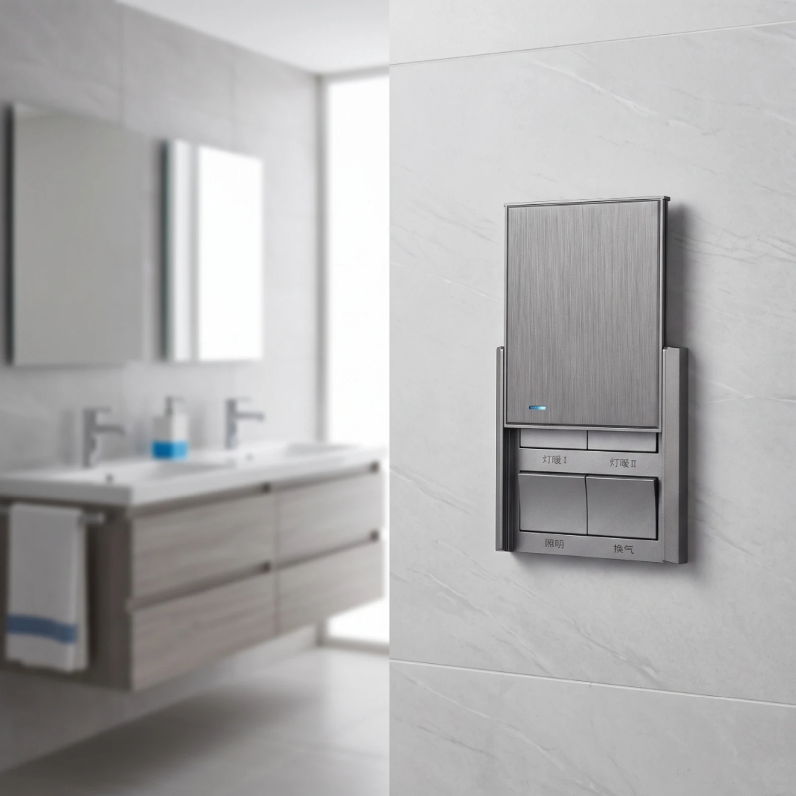 Bathroom Switch Panel Rectangular Switch Panel with Indicator Waterproof Compact for Hotel