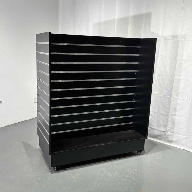 Wholesale Double Sided H-Shaped MDF Slatwall Display Rack for Clothing Customizable Panel