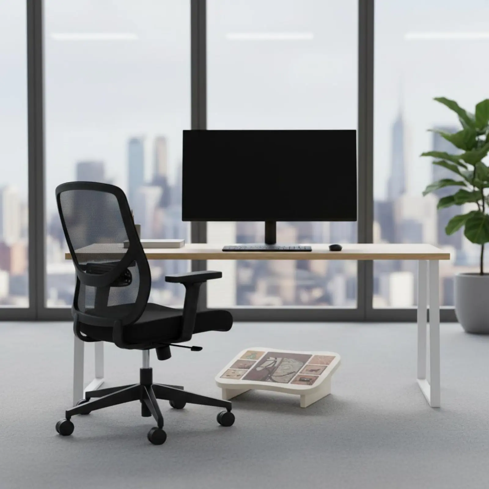 Image 7: Repose-pieds ergonomique sous le bureau, repose-jambes, tabouret gain de place, confort à domicile, facile à nettoyer