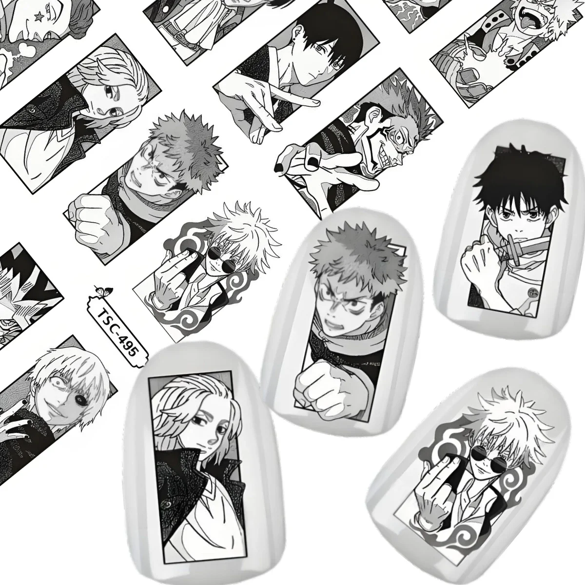 

TSC-495 Gojo Satoru Anime Kamado Nezuko Frieren Newest 3d nail art sticker stamp decal nail slider nail decor basketball