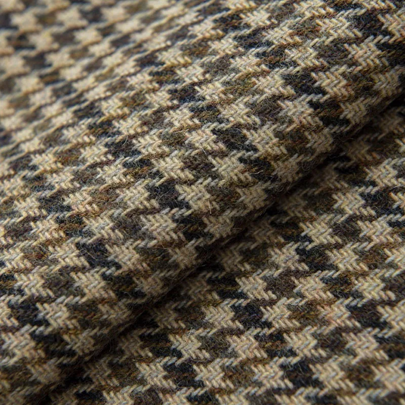 Light Coffee Small Houndstooth Yarn-Dyed Braided Tweed Fabric For Autumn Jacket Dress Suit Coat DIY Cloth Sewing Material - view 5